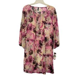 Jantzen Women’s Floral Swimsuit Sheer Cover Up Dress Pullover NWT Size Medium